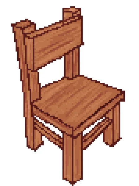 木椅像素艺术 椅子图标 图标家具 — 图库照片