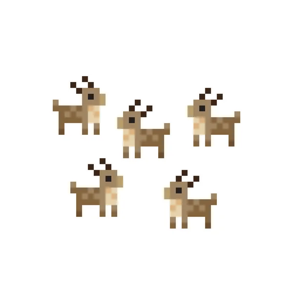 Reindeer Pixel Art Merry Christmas Vector Illustration — Vector de stock