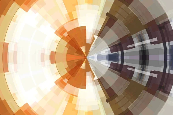 Orange and brown abstract technology circle tunnel background.