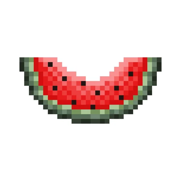 Pixelkunst Wassermelonenscheiben Vektorbild — Stockvektor