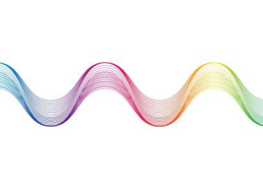 Beyaz arka planda gökkuşağı dalgaları. Vektör illüstrasyonu.