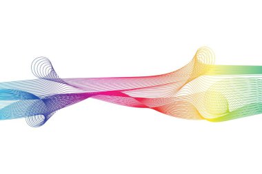 Beyaz arka planda gökkuşağı dalgaları. Vektör illüstrasyonu.