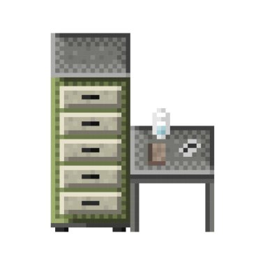 Çekmece ve tablo pikseli. Vektör illüstrasyonu.