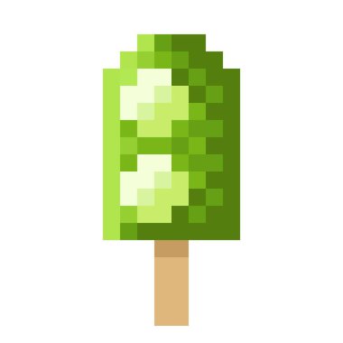 Yeşil bezelye dondurması piksel resim. Vektör illüstrasyonu.