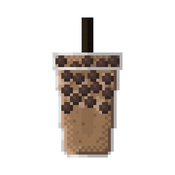 Pearl Milk Tea Pixel Art Ilustração Vetorial —  Vetores de Stock