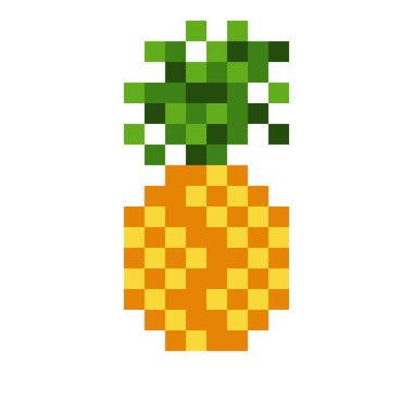Ananas pikseli sanatı. Piksel sanatında vektör illüstrasyonu ananas.