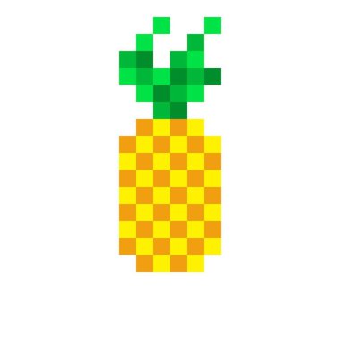 Ananas pikseli sanatı. Piksel sanatında vektör illüstrasyonu ananas.