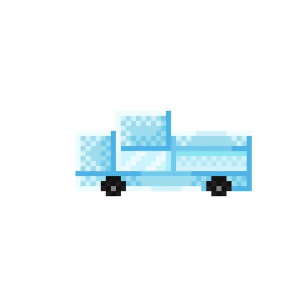 Pixel Art Voiture Caricature Voiture Illustration Vectorielle Camionnette — Image vectorielle