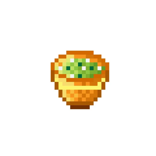 Vegetable Soup Pixel Art Food Pixel Art Icon Food Icon — Wektor stockowy