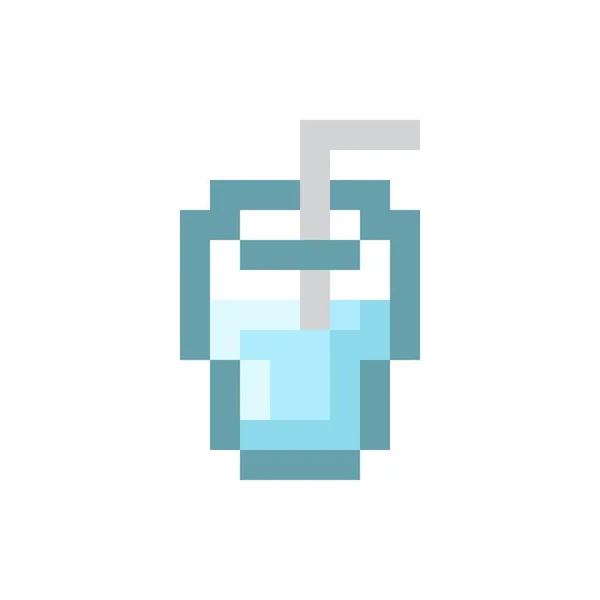 Drinking Water Pixel Art Glass Water Pixel Art Icon Glass — 스톡 벡터