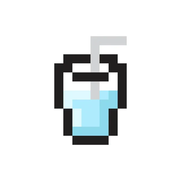 Drinking Water Pixel Art Glass Water Pixel Art Icon Glass - Stok Vektor