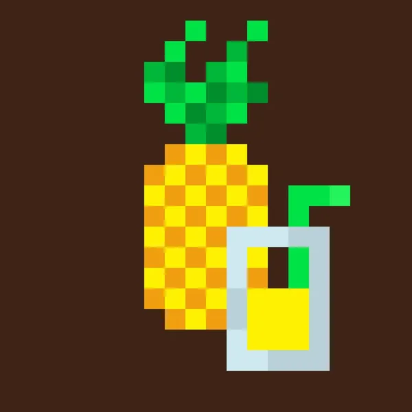 Ananasový Pixel Vektorový Ilustrační Ananas Pixelech Ananasový Džus — Stockový vektor