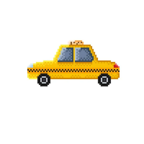 Пиксельный Рисунок Такси Иконная Машина Общественный Транспорт Векторная Иллюстрация — стоковый вектор