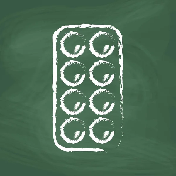 Ice Cube Tray Line Icon Design White Chalk Draw Picture — Stock vektor
