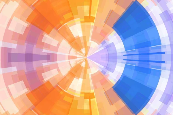 Orange Blue Abstract Technology Circle Tunnel Background — Fotografia de Stock