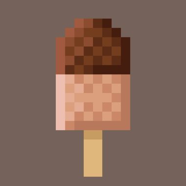 Mushroom ice cream stick pixel art. Vector illustration.