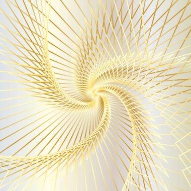 Soyut kablo şeması tüneli. Beyaz altın arka plandaki altın kanat çizgisi. Vektör illüstrasyonu.