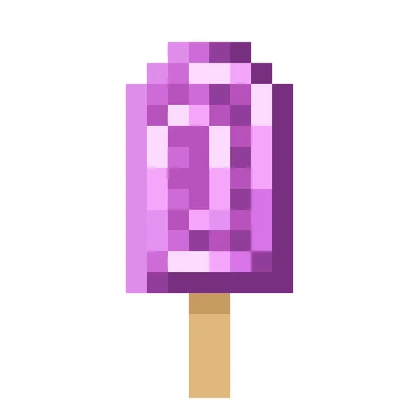 Purple Cabbage Ice Cream Stick Pixel Art Vector Illustration — 图库矢量图片
