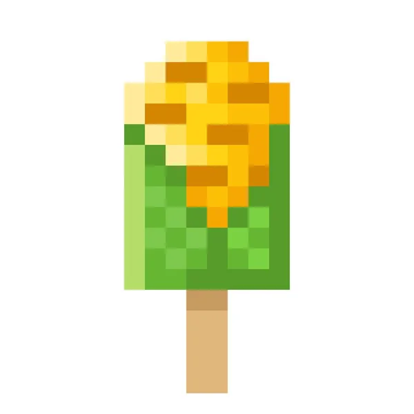 Corn Ice Cream Stick Pixel Art Vector Illustration — ストックベクタ