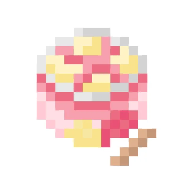 Strawberry Vanilla Ice Cream Cup Pixel Art Vector Illustration — Stockvector