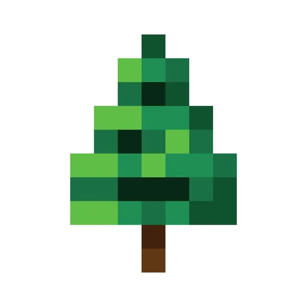 Christmas Tree Pixel Art Vector Illustration — стоковый вектор