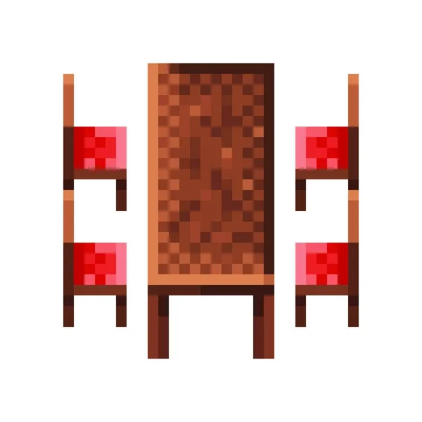 Dining Table Pixel Art Vector Illustration — 图库矢量图片