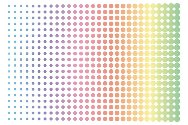 Rainbow pastel circles, gradient halftone background. Vector illustration.