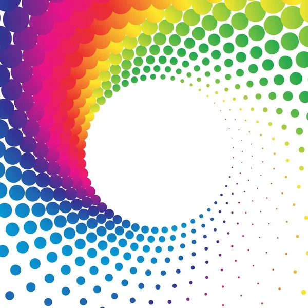 Rainbow Dot Circle Frame Halftone White Background Vector Illustration — ストックベクタ