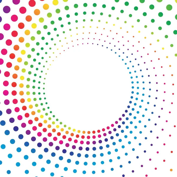 Rainbow Dot Circle Frame Halftone White Background Vector Illustration — Vetor de Stock