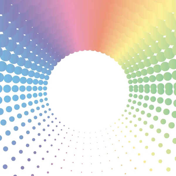 Rainbow Pastel Dot Circle Frame Halftone White Background Vector Illustration — ストックベクタ