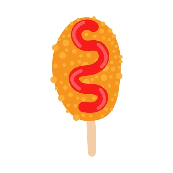 Draw Breaded Sausage Corn Dogs Cartoon Vector Illustration — Image vectorielle