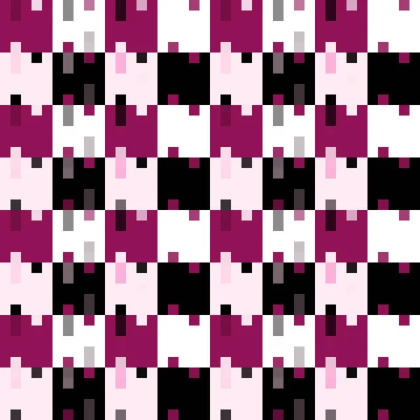 Pink White Black Mosaic Checkerboard Seamless Pattern Background Vector Illustration - Stok Vektor