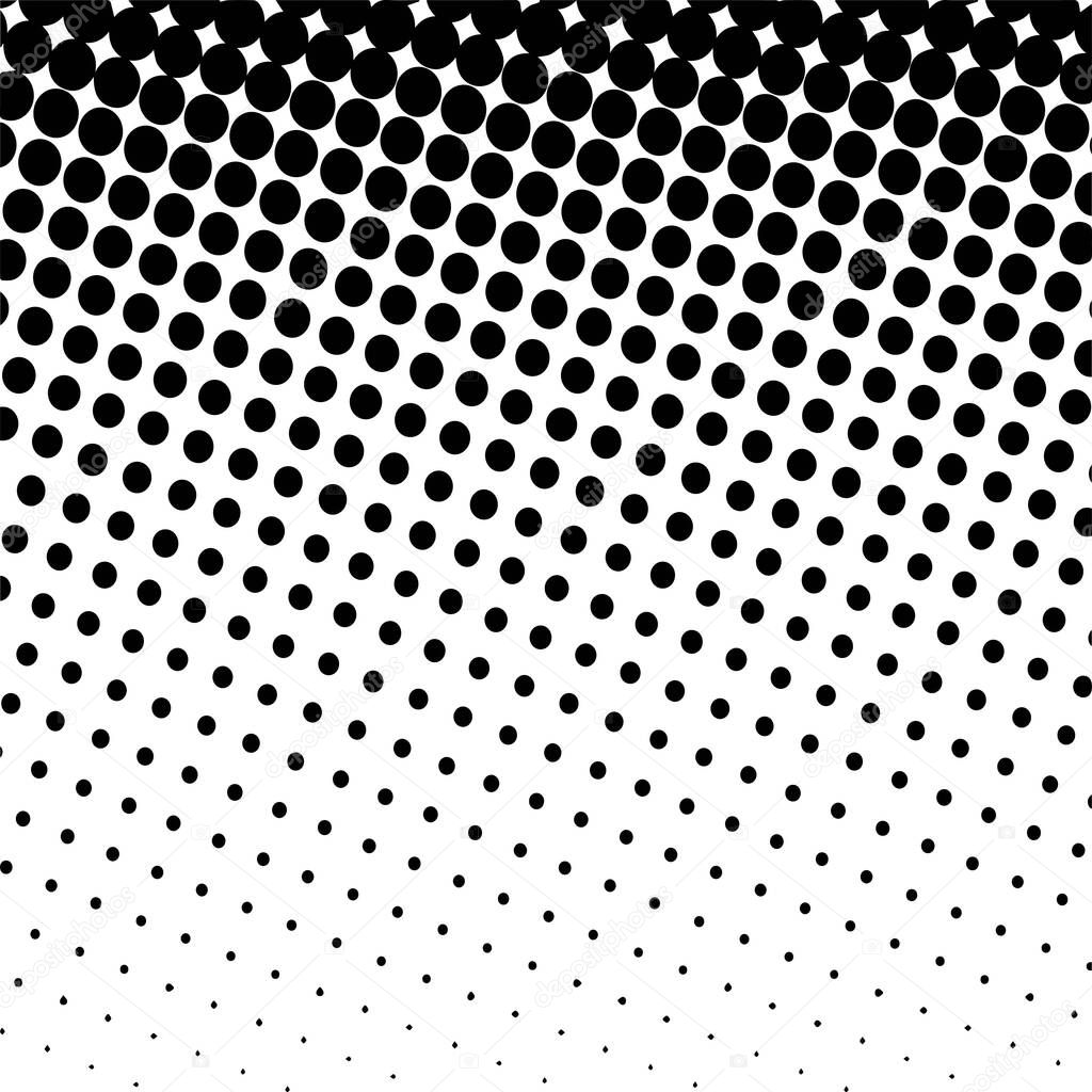 Black circles, gradient halftone background. Vector illustration.