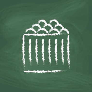 Çizgi film meyve kovası çizgisi ikonu. Meyve kovası çizimi, vektör çizimi. Tahtaya bir resim çiz.