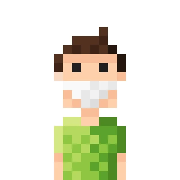 Person Wearing Mask Pixel Art Vector Illustration Wearing Protective Medical — Vetor de Stock