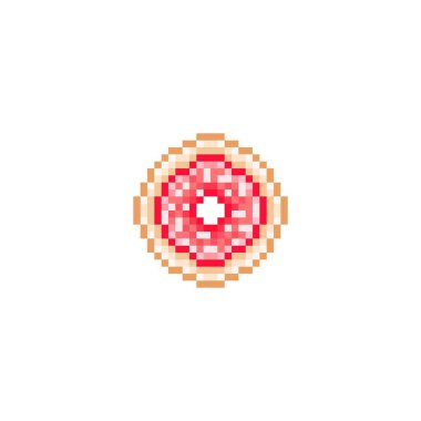 Donut pixel art. vector illustration.