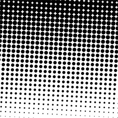 Beyaz ve siyah daireler, yarım ton eğimli arkaplan. Vektör illüstrasyonu.