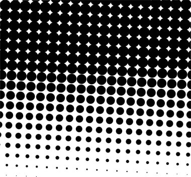 Beyaz ve siyah daireler, yarım ton eğimli arkaplan. Vektör illüstrasyonu.