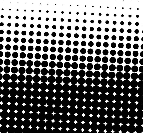 White and black circles, gradient halftone background. Vector illustration.