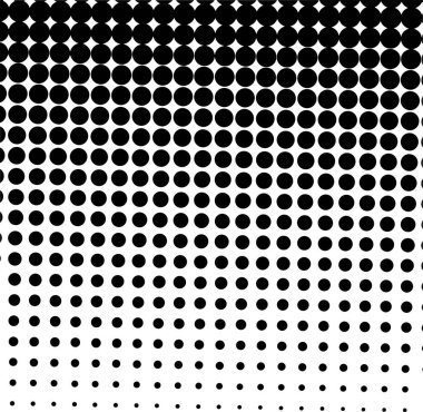 Beyaz ve siyah daireler, yarım ton eğimli arkaplan. Vektör illüstrasyonu.