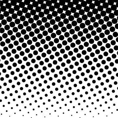 Beyaz ve siyah daireler, yarım ton eğimli arkaplan. Vektör illüstrasyonu.