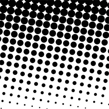 Beyaz ve siyah daireler, yarım ton eğimli arkaplan. Vektör illüstrasyonu.