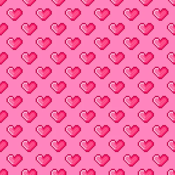 Пиксельный Рисунок Сердца Бесшовный Шаблон Пиксельный Рисунок Сердца День Святого — стоковый вектор