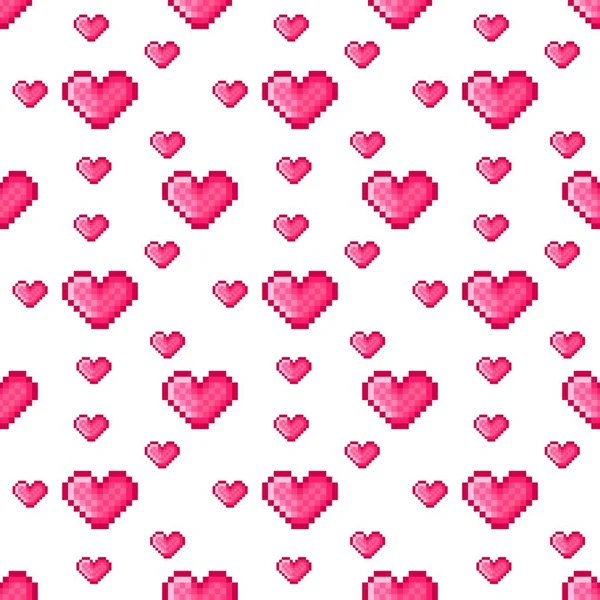 Pixel Art Motif Coeur Modèle Sans Couture Pixel Art Motif — Image vectorielle