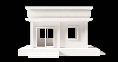 Beyaz Saray, modern tarz, 1 katlı model mimari kağıttan yapılmış, düşük polimerli 3D. Pencere ve kapılarda delik aç.