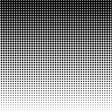 Beyaz ve siyah daireler, yarım ton eğimli arkaplan. Vektör illüstrasyonu.