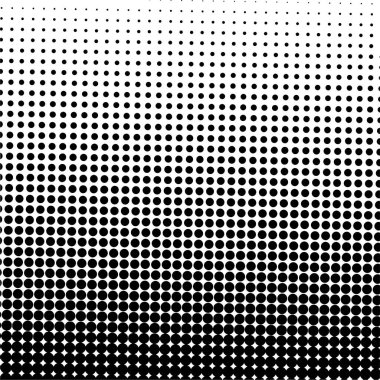 Beyaz ve siyah daireler, yarım ton eğimli arkaplan. Vektör illüstrasyonu.