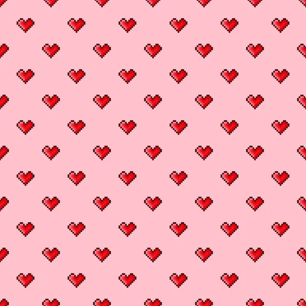 Pixelkunst Mit Herzmuster Nahtloses Muster Pixel Art Herzmuster Valentinstag — Stockvektor