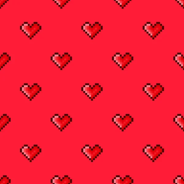 Pixelkunst Mit Herzmuster Nahtloses Muster Pixel Art Herzmuster Valentinstag — Stockvektor