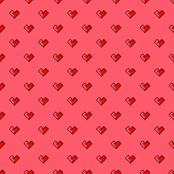 Sztuka Pikseli Kształcie Serca Płynny Wzór Wzór Serca Pikseli Walentynki — Wektor stockowy
